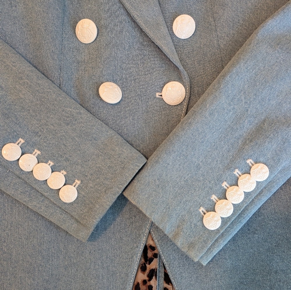 Veronica Beard Miller Dickey Jacket Denim Chambray Blue Size 0 - Picture 7 of 11